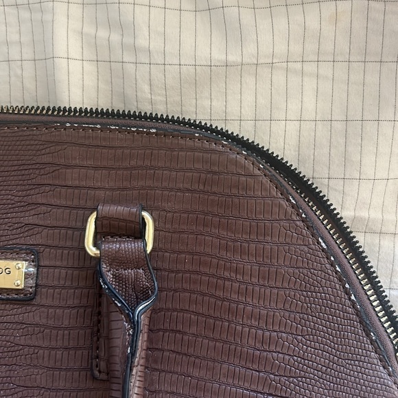 NWT LONDON FOG Caroline Lizard Satchel Brown - Picture 8 of 9